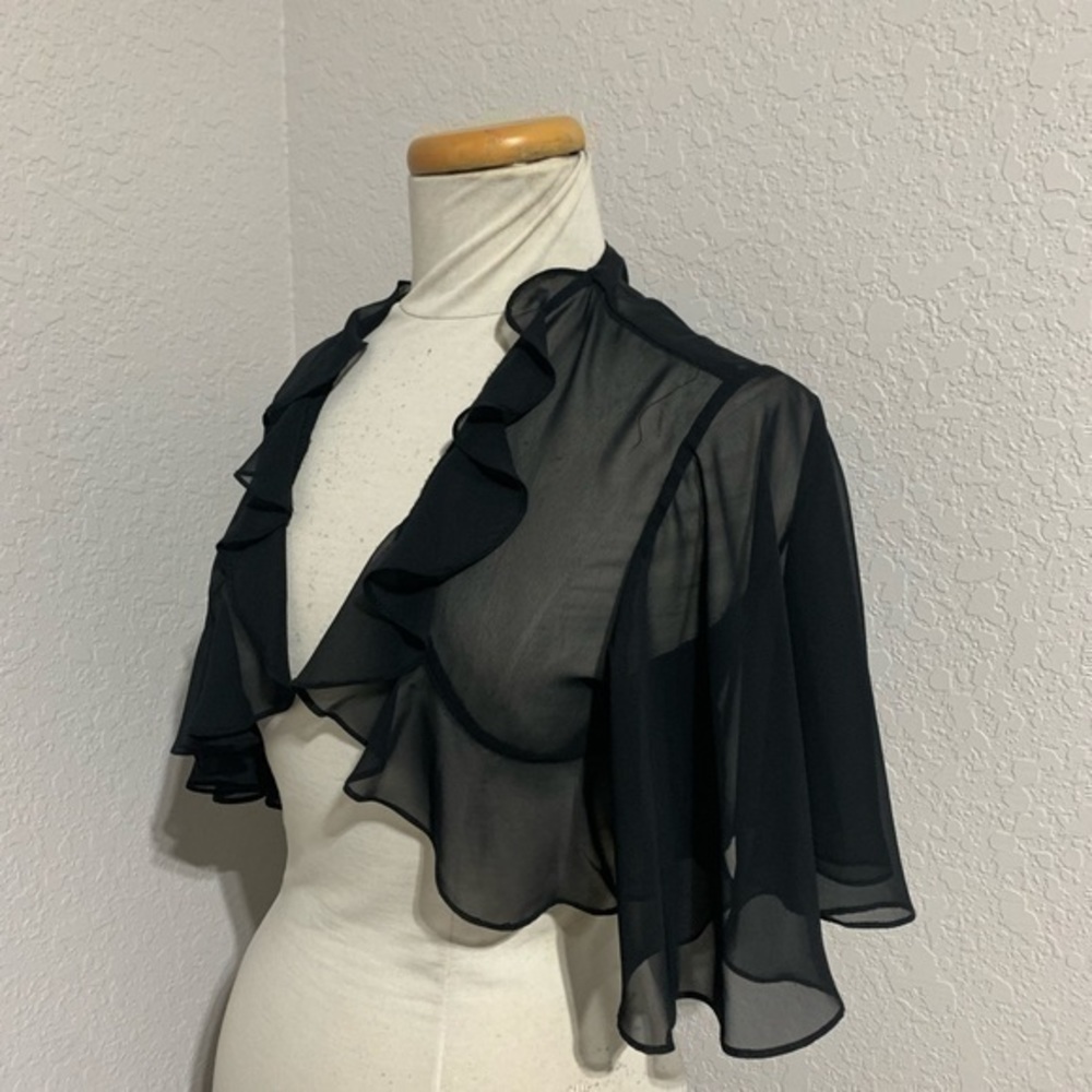 Chiffon black ruffled caplet‎ - Picture 5 of 8